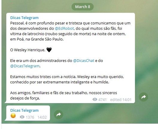 mensagem telegram
