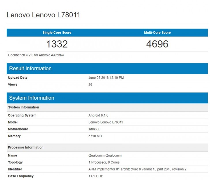 Lenovo Z5 Vazou com Uma Moldura Inferior