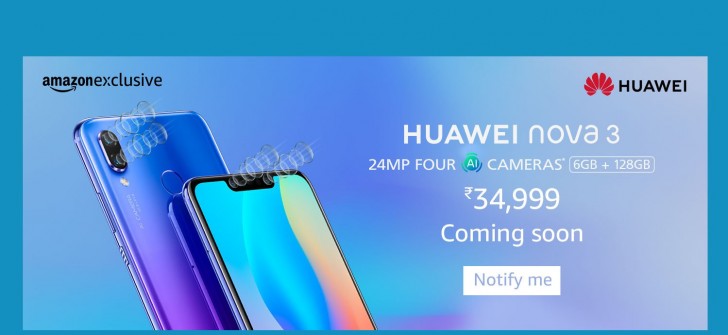 Huawei lança smartphone com 4 câmeras na Índia