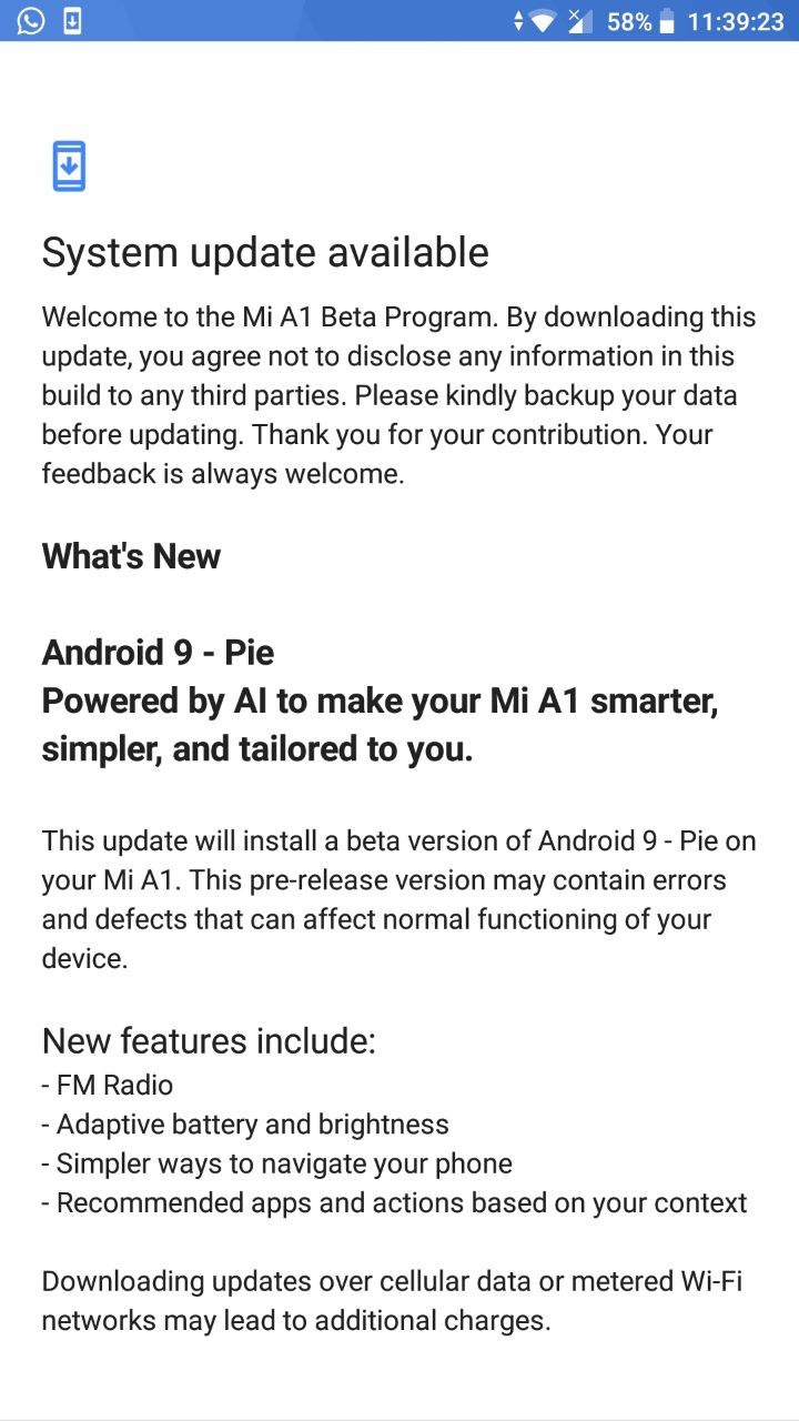 Xiaomi Mi A1 está recebendo Android Pie em versão Beta (9)
