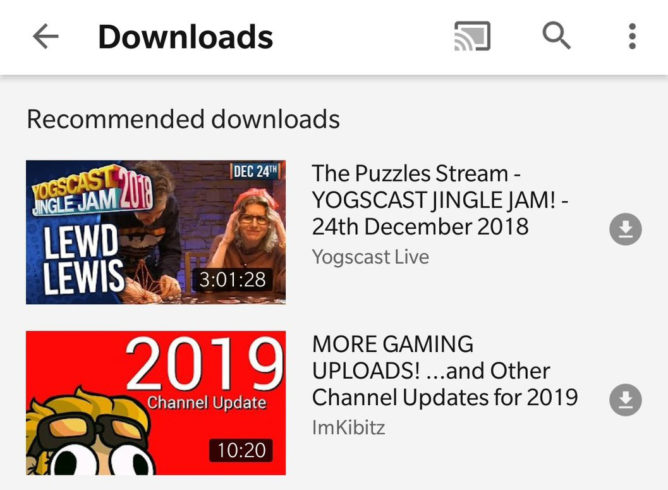Youtube está recomendando download de vídeos para assistir offline