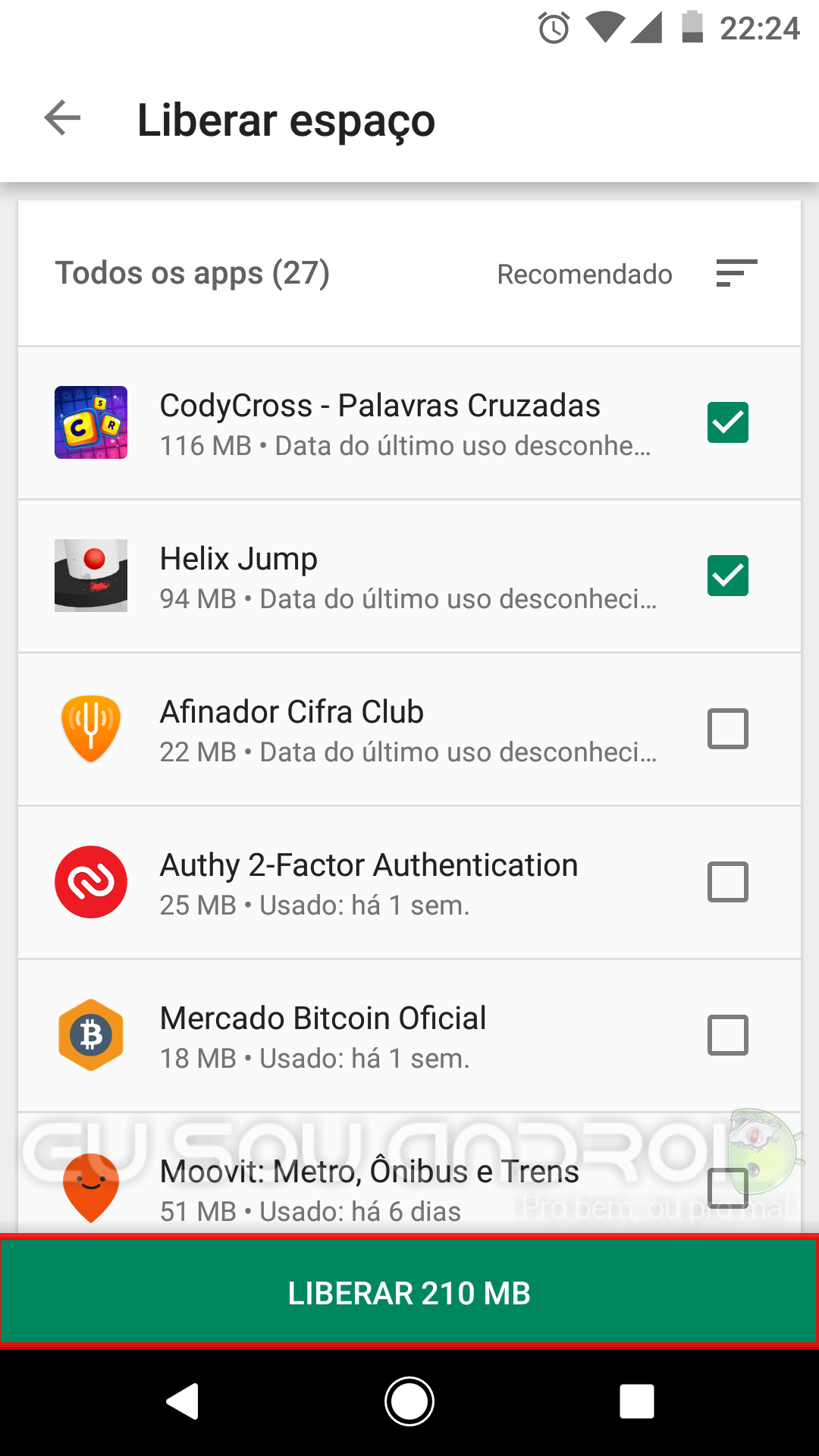 desinstalar vários apps ao mesmo tempo