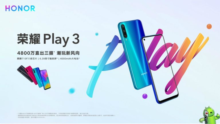Honor Play 3 é lançado oficialmente com câmera de 48MP e preço acessível