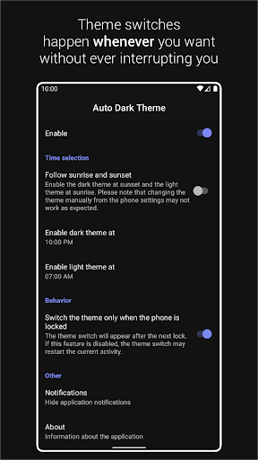 Automatic Dark Theme for Android 10