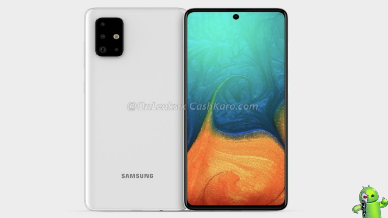 Samsung Galaxy A71 aparece em renderização com câmera quadrangular e display infinito