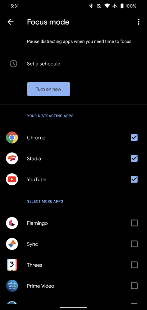 Modo Focus ganha novos recursos no Android 9 e 10