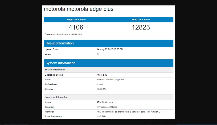 Motorola Edge Plus é visto no Geekbench
