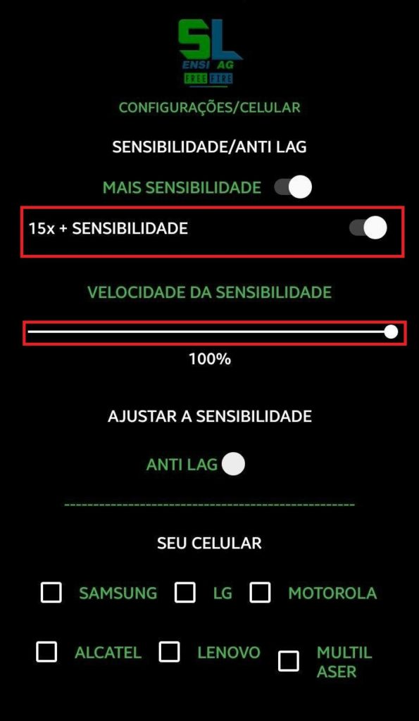 Usando o Sensilag v10.0 para aumentar a sensibilidade no Android