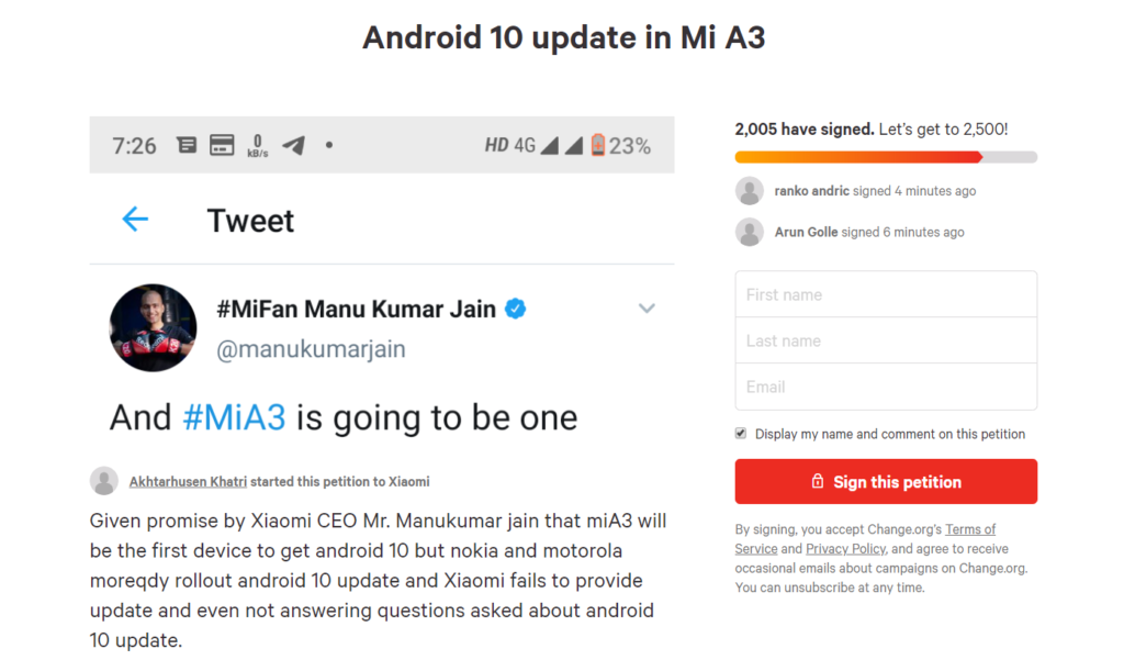 Xiaomi Mi A3 ainda não recebeu a atualização para o Android 10